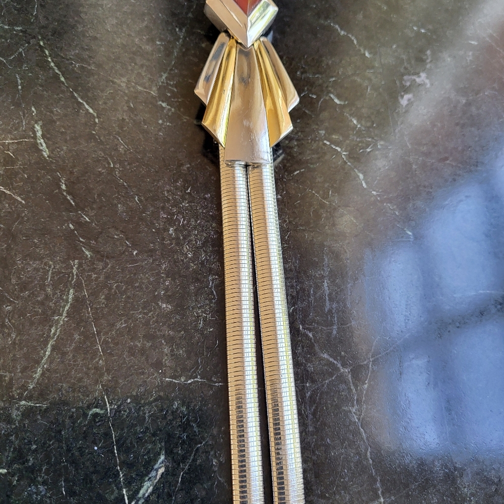 Judith Leiber Vintage 80s Silvertone Double Coil Belt With An Art Deco Buckle - Picture 11 of 13